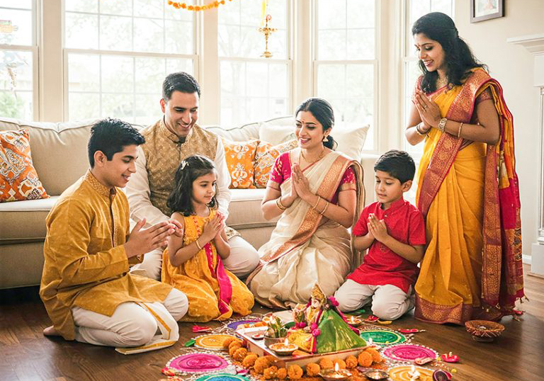 Happy Hindu family
